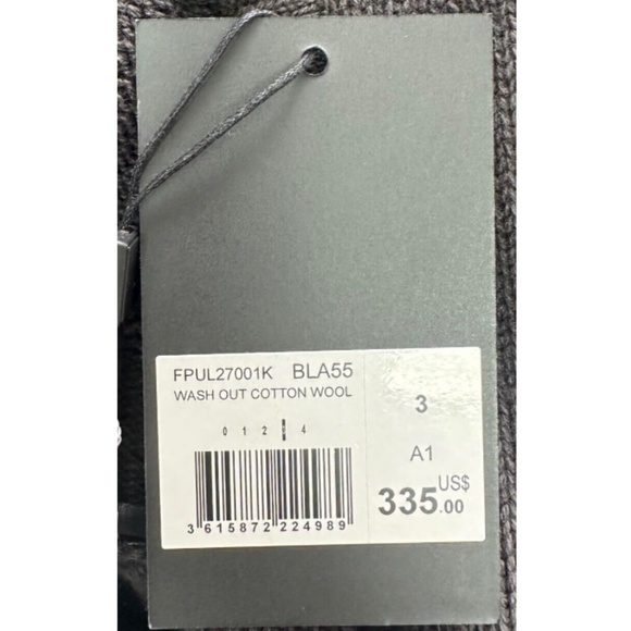 The Kooples black wash out cotton wool long sleeve hoodie sweater NWT sz 3/L - Picture 6 of 6